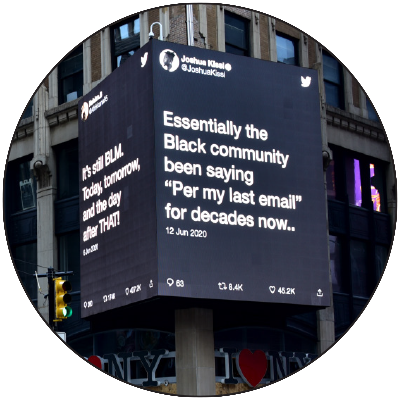 Digital Billboard with Tweets About BLM